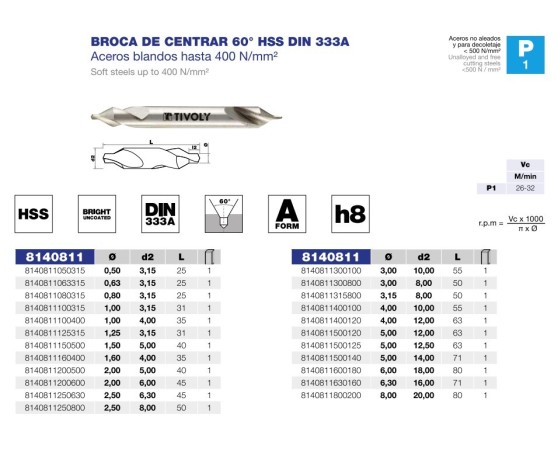 Broca De Centrar Din A Hss