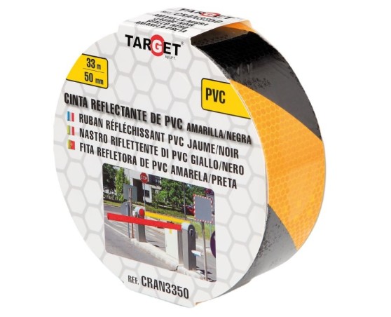 Cinta adhesiva reflectante PVC bicolor amarilla-negra