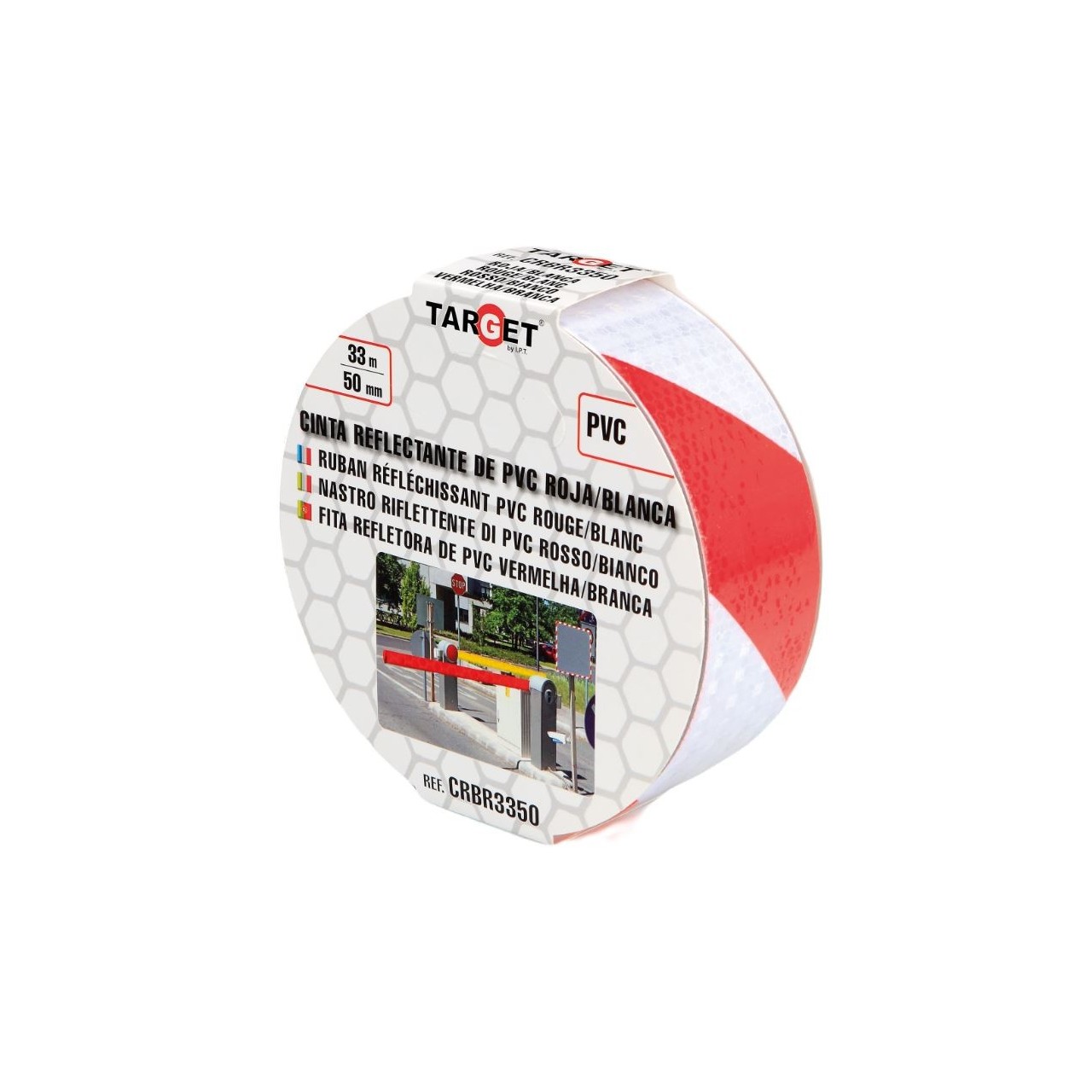 Cinta adhesiva reflectante PVC bicolor blanca-roja