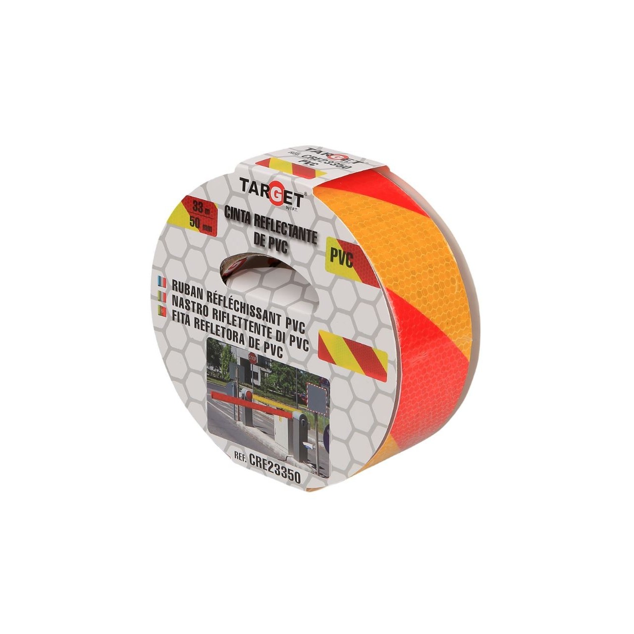 Cinta adhesiva reflectante PVC bicolor amarilla-roja