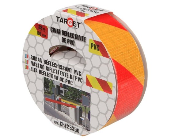 Cinta adhesiva reflectante PVC bicolor amarilla-roja