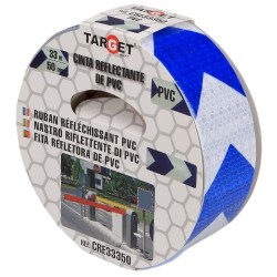 Cinta adhesiva reflectante PVC bicolor flechas blanco-azul