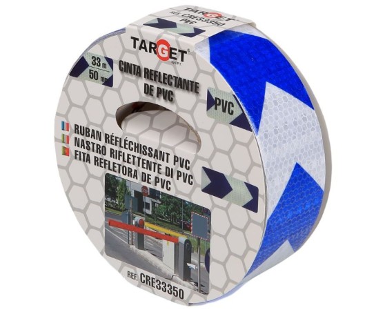 Cinta adhesiva reflectante PVC bicolor flechas blanco-azul