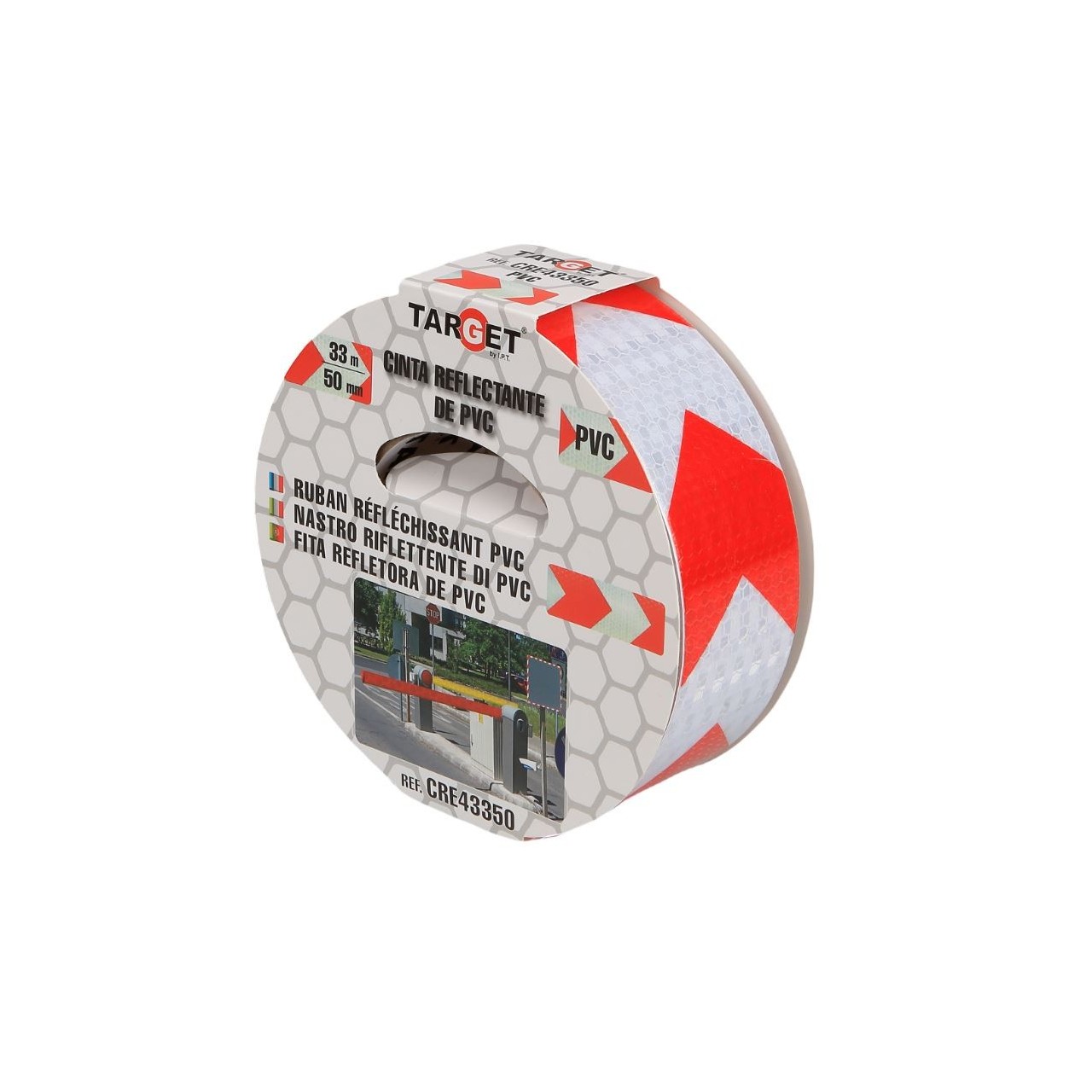 Cinta adhesiva reflectante PVC bicolor flechas blanca-roja
