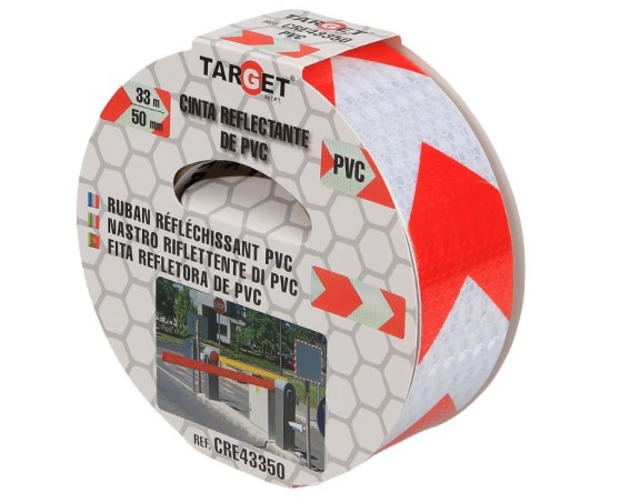 Cinta adhesiva reflectante PVC bicolor flechas blanca-roja