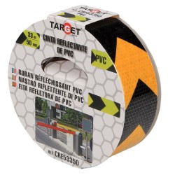 Cinta adhesiva reflectante PVC bicolor flechas amarilla-negra