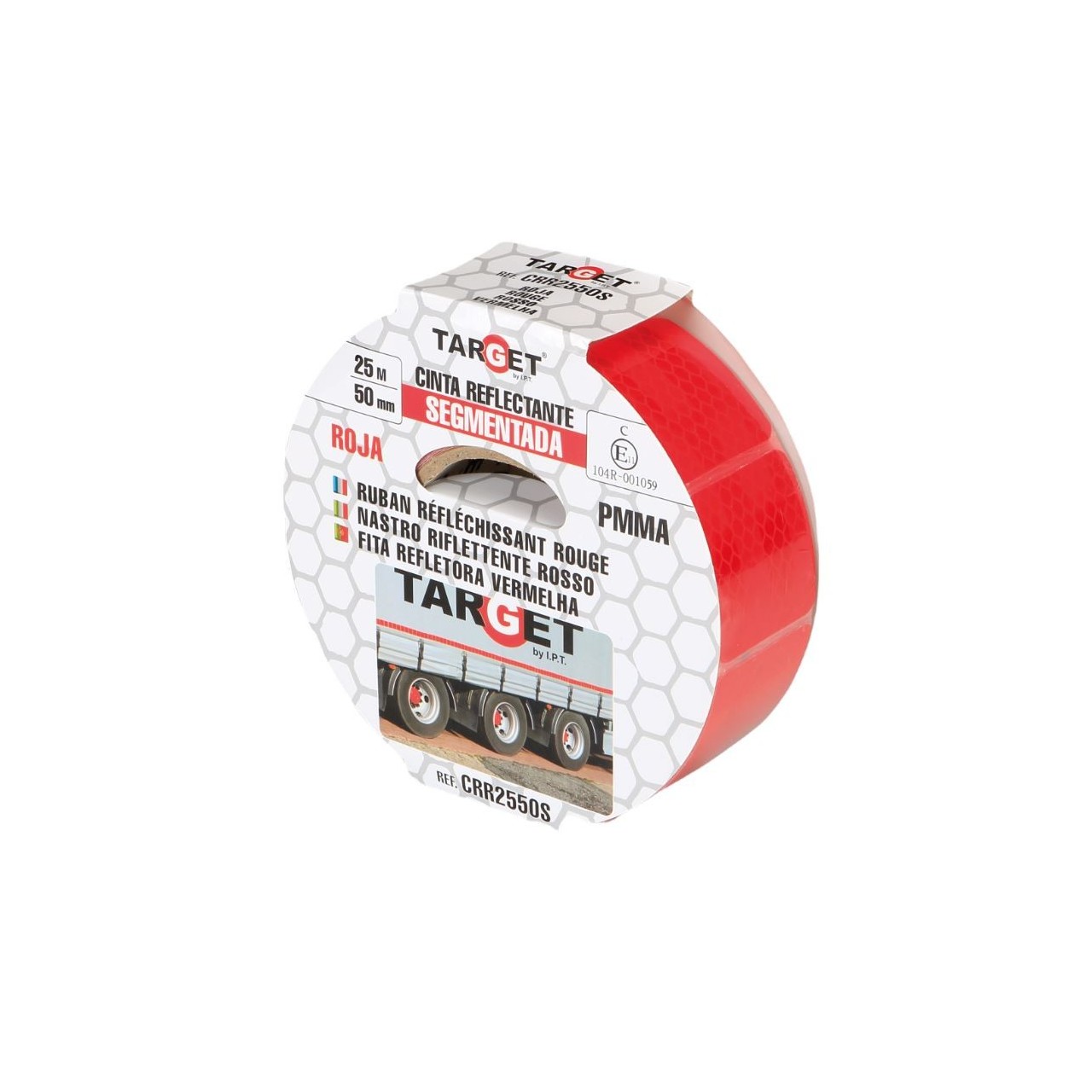Cinta adhesiva reflectante PMMA roja segmentada certificación ECE-104