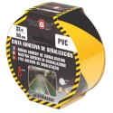 Cinta adhesiva PVC de señalización amarilla-negra