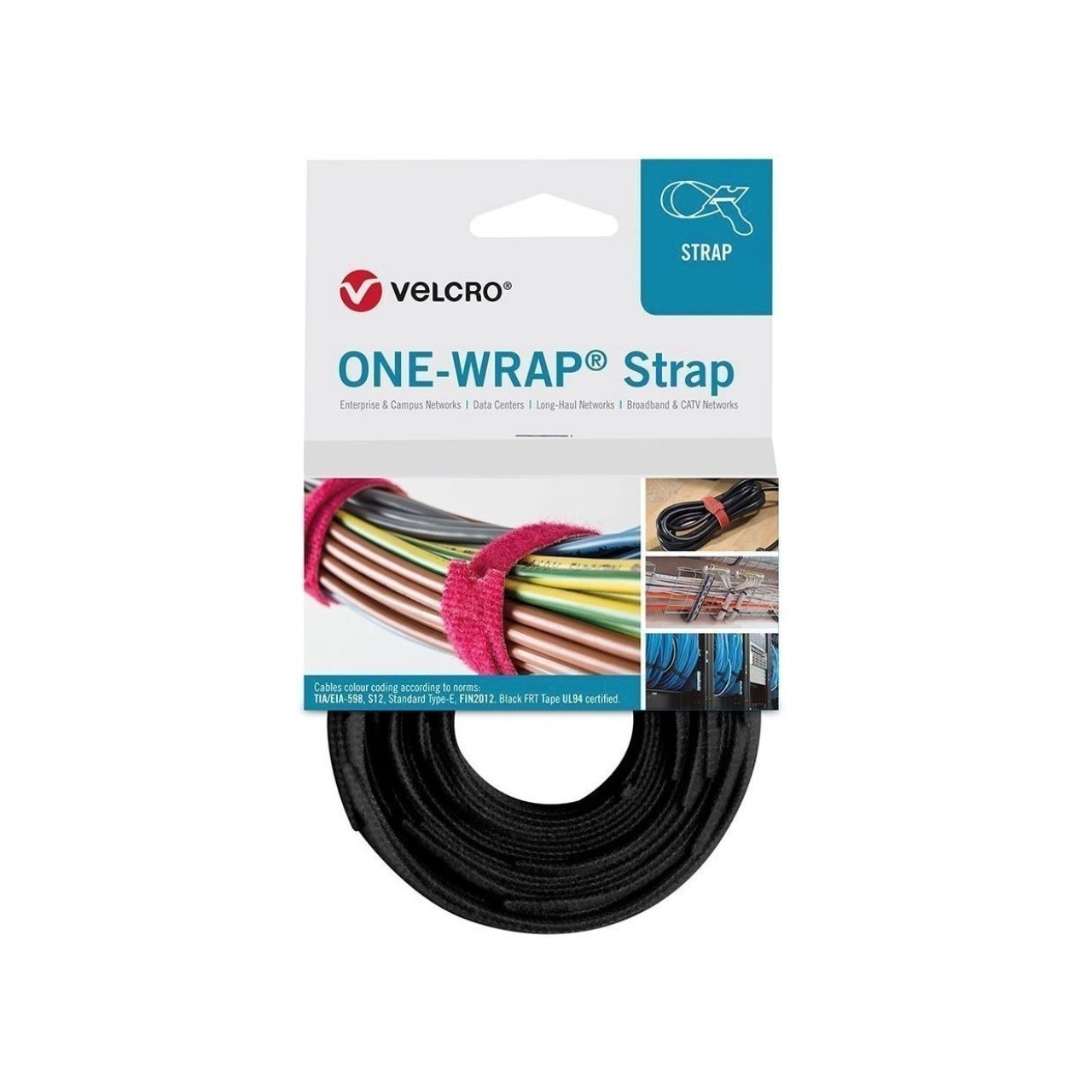 Velcro cinta one-wrap fibra optica negra