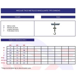 Anclaje Basculante Techo Gancho M-5