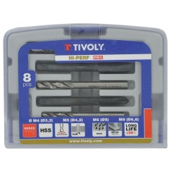 Juego de machos de roscar y brocas HSS 8 piezas de Tivoly