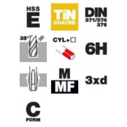 Macho a máquina HSS-E titanio con inversa Tivoly