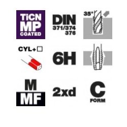 Macho a máquina HSS-EE TiCN helicoidal Tivoly