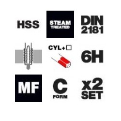 Machos a mano DIN-2181 HSS 2pcs paso fino Tivoly Machos a mano DIN-2181 HSS 2pcs paso fino Tivoly
