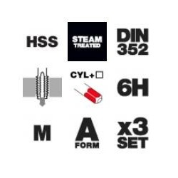 Machos a mano DIN-352 HSS 3pcs Tivoly