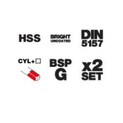 Machos a mano DIN-5157 HSS vaporizado BSP GAS 2pcs