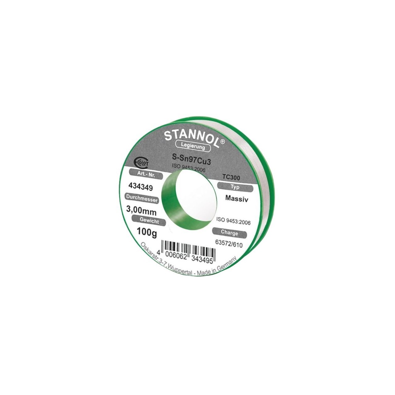 Rollo de estaño 3mm para soldadura Sn97Cu3 Stannol