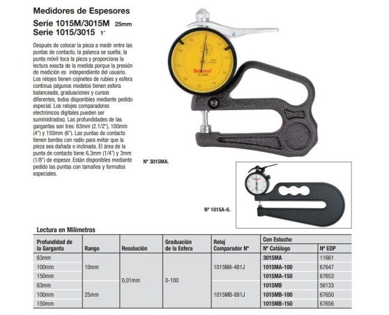 Medidor de espesor Starrett 3015MA