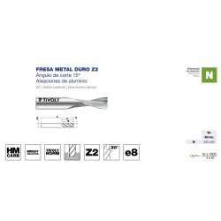 Fresa metal duro HM E8 aluminio Z2