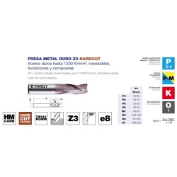 Fresa metal duro HM E8 Hardcut Z3 Fresa metal duro HM E8 Hardcut Z3