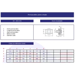 Prensacables plano simple inoxidable A4 Prensacables plano simple inoxidable A4