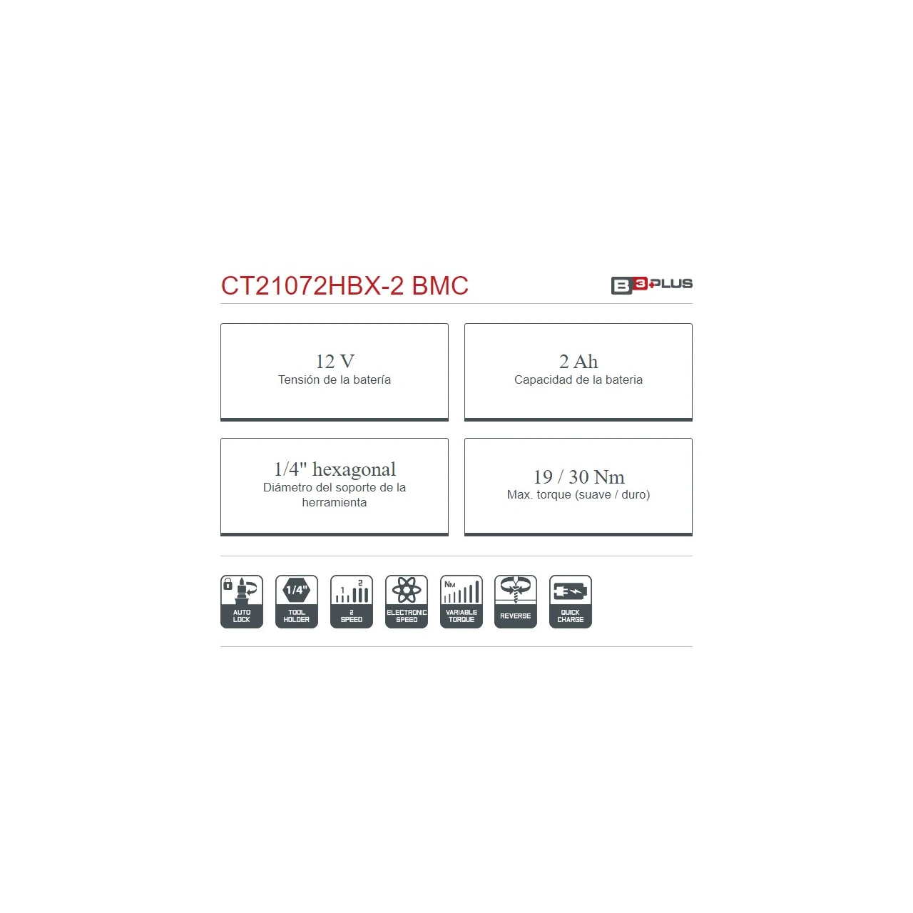 Taladro atornillador hexagonal batería Crown 12V/2Ah