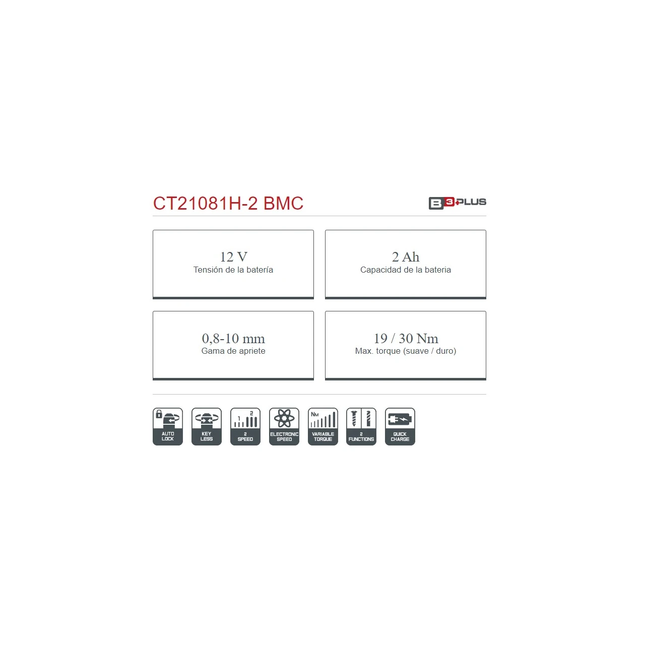 Taladro atornillador batería Crown 12V/2Ah