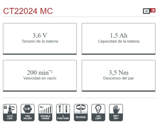 Atornillador sin cable Crown 3,6V/1,5Ah Atornillador sin cable Crown 3,6V/1,5Ah