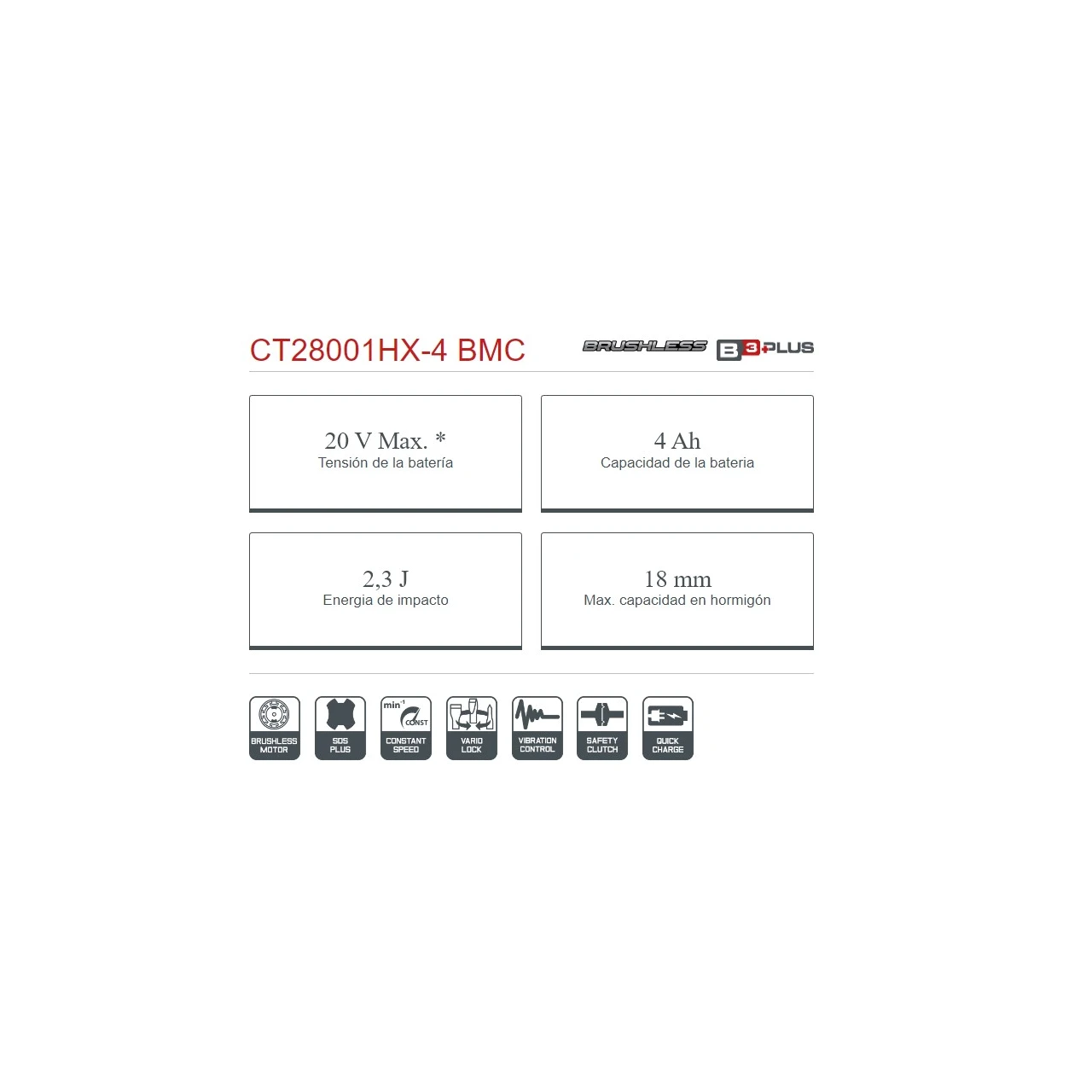 Martillo perforador ligero Crown SDS-Plus 20V/4Ah