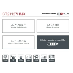 Taladro percutor Crown 20V 50/100Nm