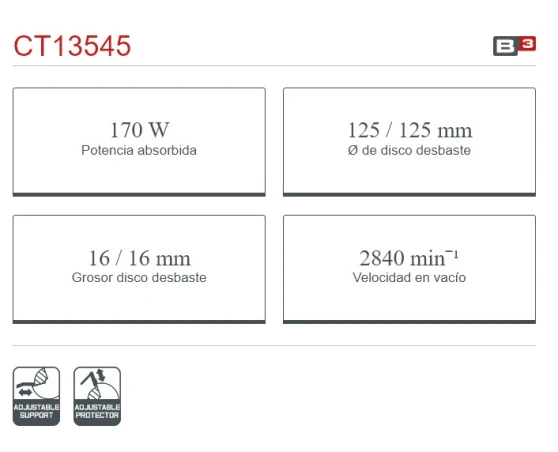 Esmeriladora de banco 125mm Crown 170W
