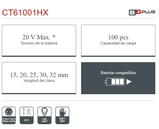 Clavadora - grapadora batería Crown 20V Clavadora - grapadora batería Crown 20V