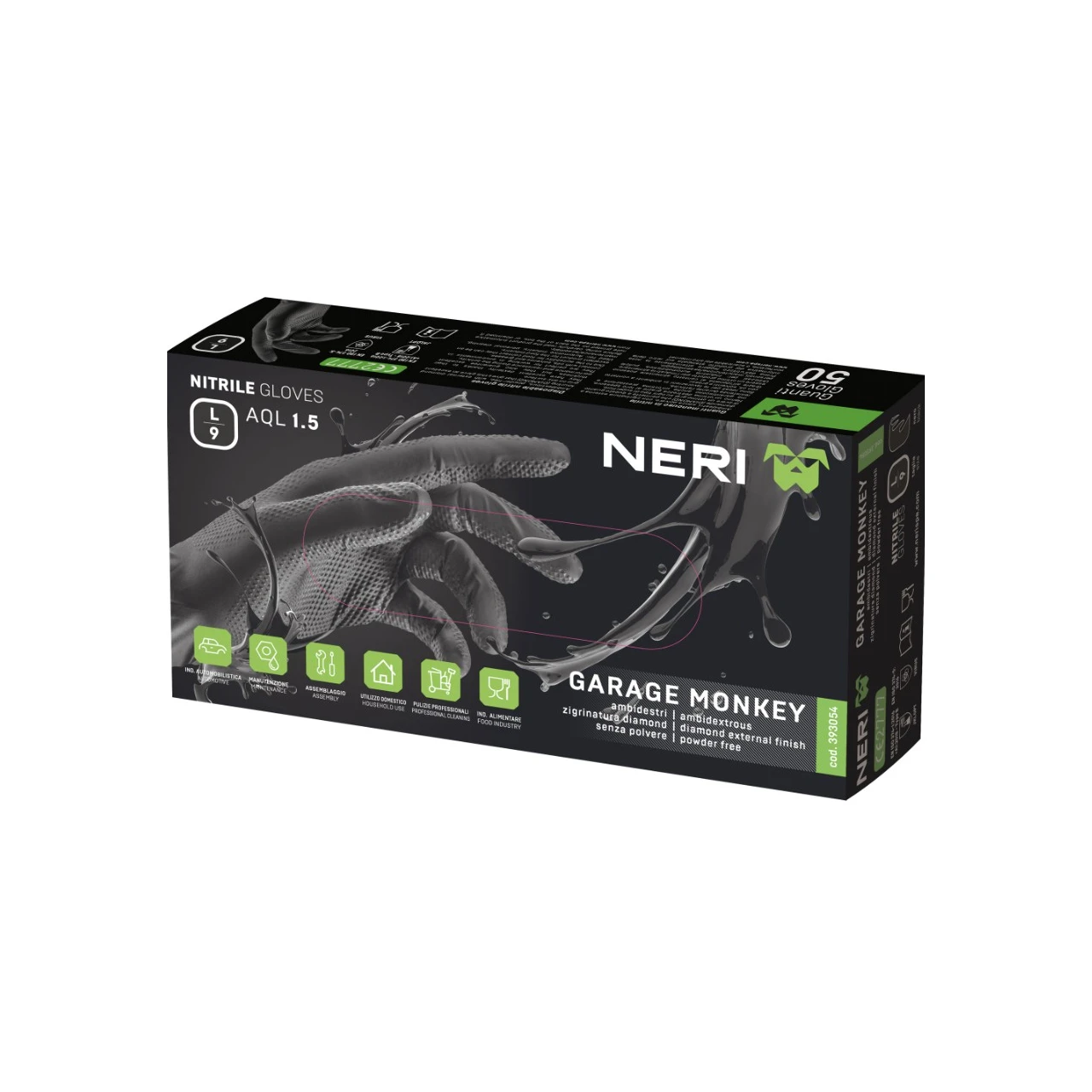 Guantes desechables nitrilo Garaje Monkey negro Guantes desechables nitrilo Garaje Monkey negro