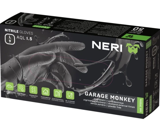 Guantes desechables nitrilo Garaje Monkey negro Guantes desechables nitrilo Garaje Monkey negro