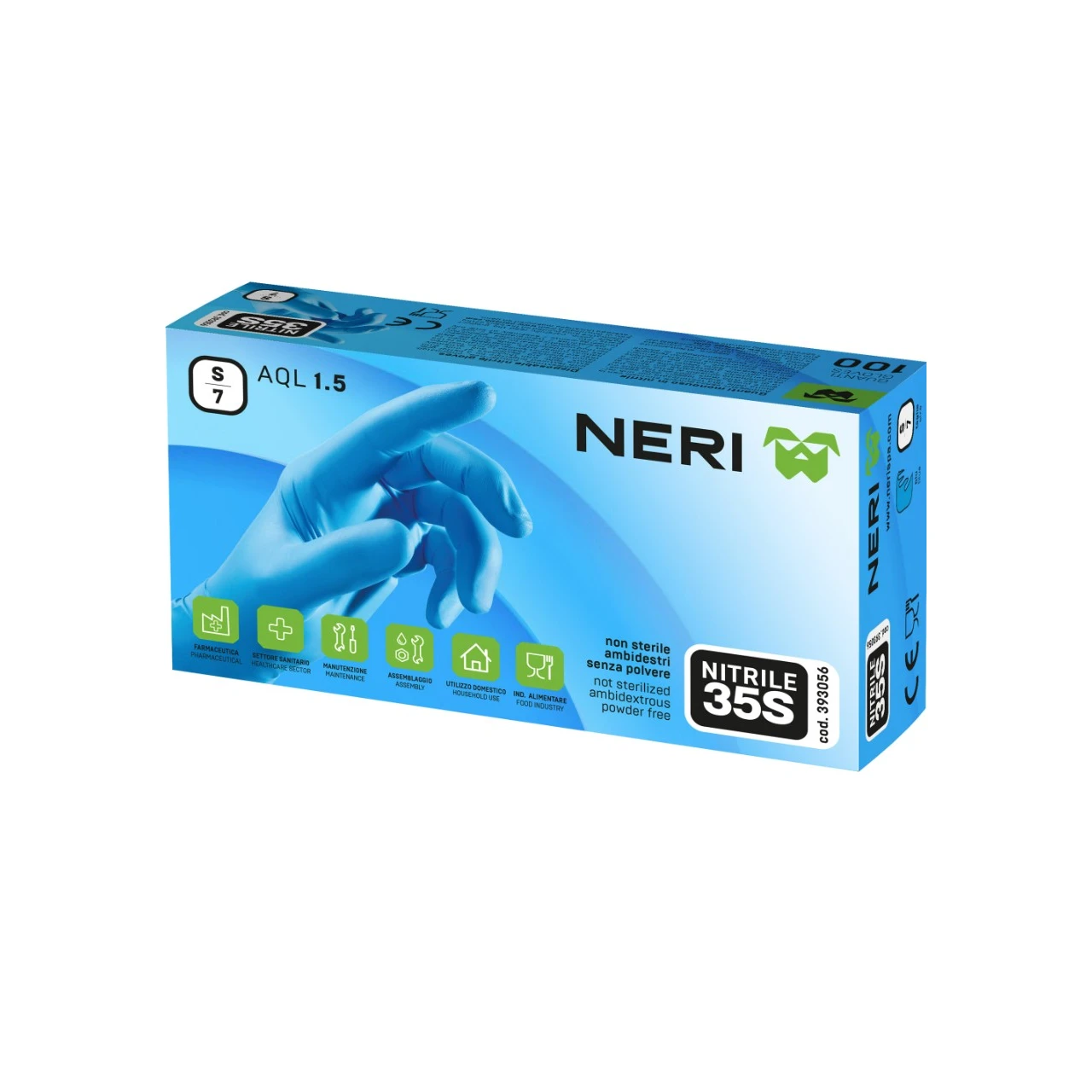Guantes desechables nitrilo Neri 35S azul 100uds Guantes desechables nitrilo Neri 35S azul 100uds