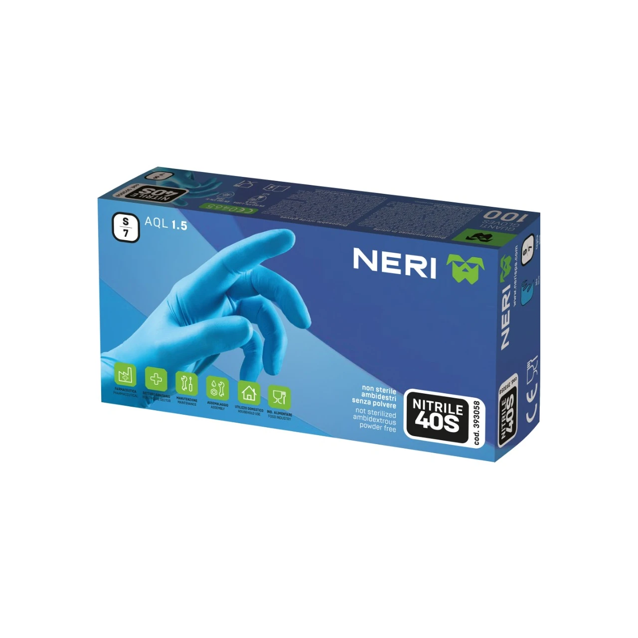 Guantes desechables nitrilo Neri 40S azul 100uds Guantes desechables nitrilo Neri 40S azul 100uds