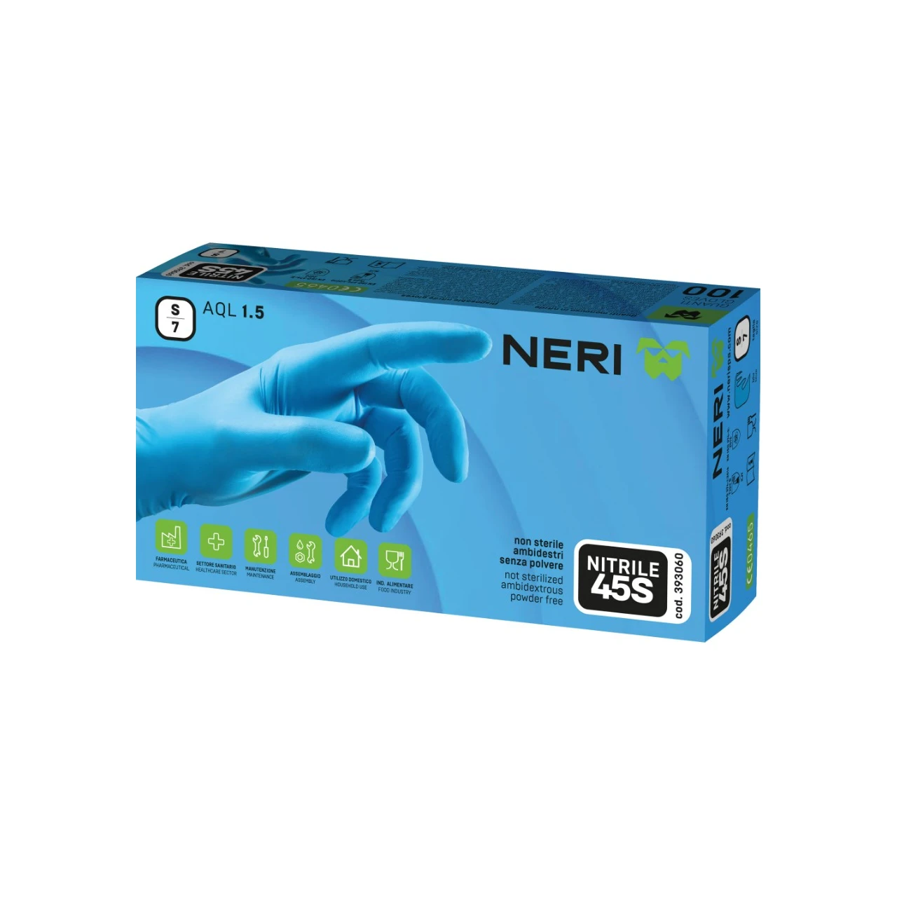 Guantes desechables nitrilo Neri 45S azul 100uds Guantes desechables nitrilo Neri 45S azul 100uds