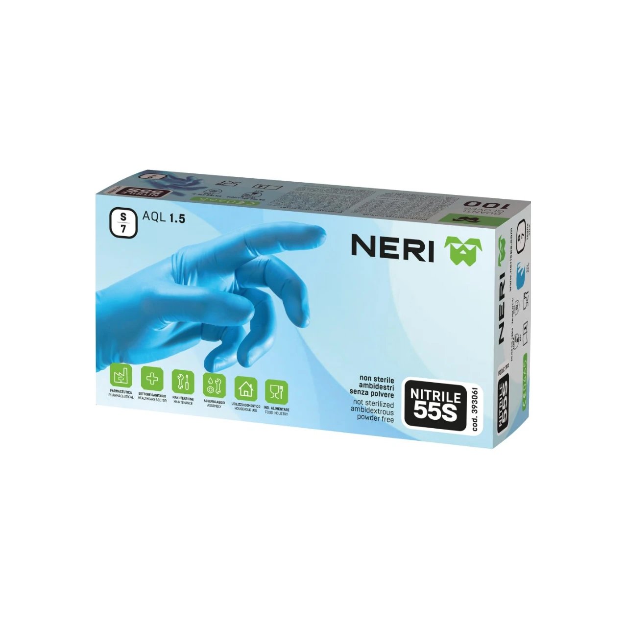 Guantes desechables nitrilo Neri 55S azul 100uds Guantes desechables nitrilo Neri 55S azul 100uds