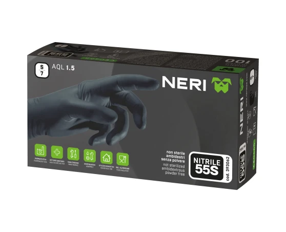 Guantes desechables nitrilo Neri 55S negro 100uds