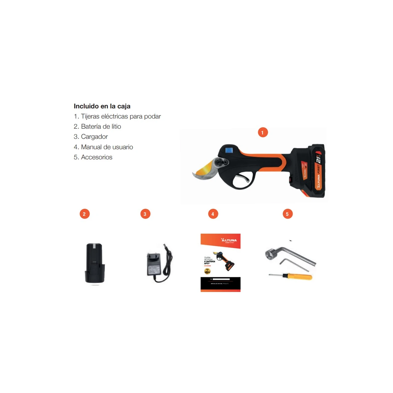 Tijera de poda a batería titanio 500W Altuna AF37