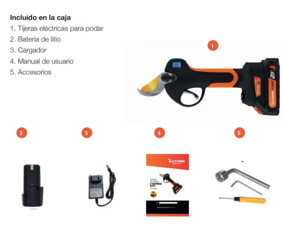 Tijera de poda a batería titanio 500W Altuna AF37