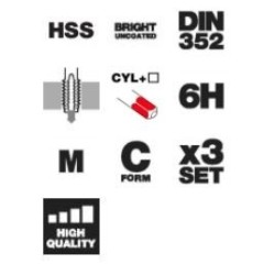 Machos a mano DIN-352 HSS 3pcs Tivoly