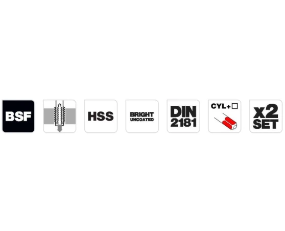 Machos a mano DIN-2181 HSS BSF SAE 2pcs