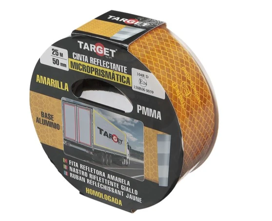 Cinta adhesiva reflectante homologada amarilla base aluminio Cinta adhesiva reflectante homologada amarilla base aluminio