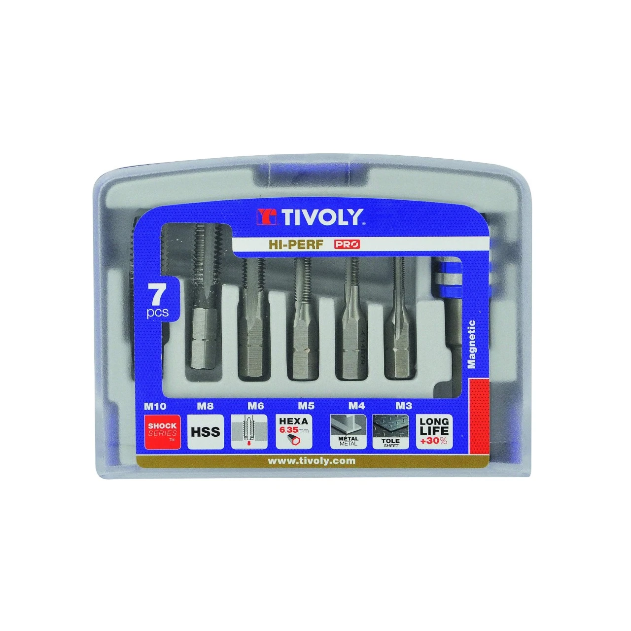 Juego 6 machos de roscar Tivoly HSS hexagonal 1/4"