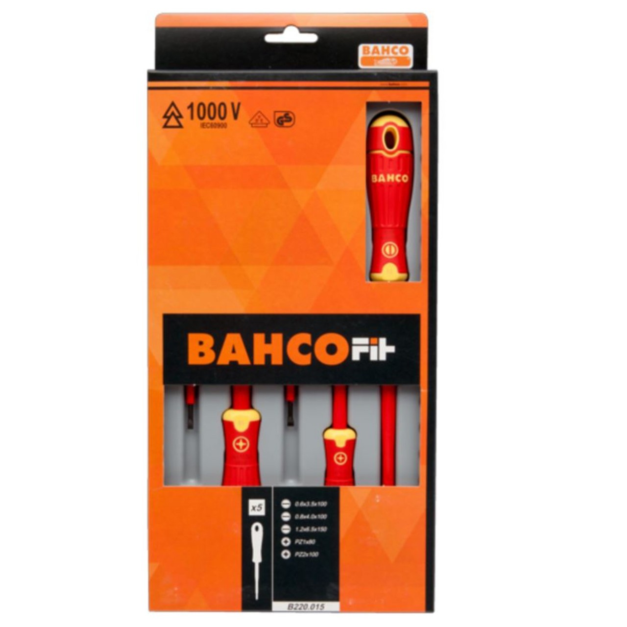 Juego de destornilladores aislados Bahco Fit 5 piezas plano/pozidriv