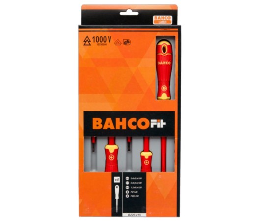 Juego de destornilladores aislados Bahco Fit 5 piezas plano/pozidriv