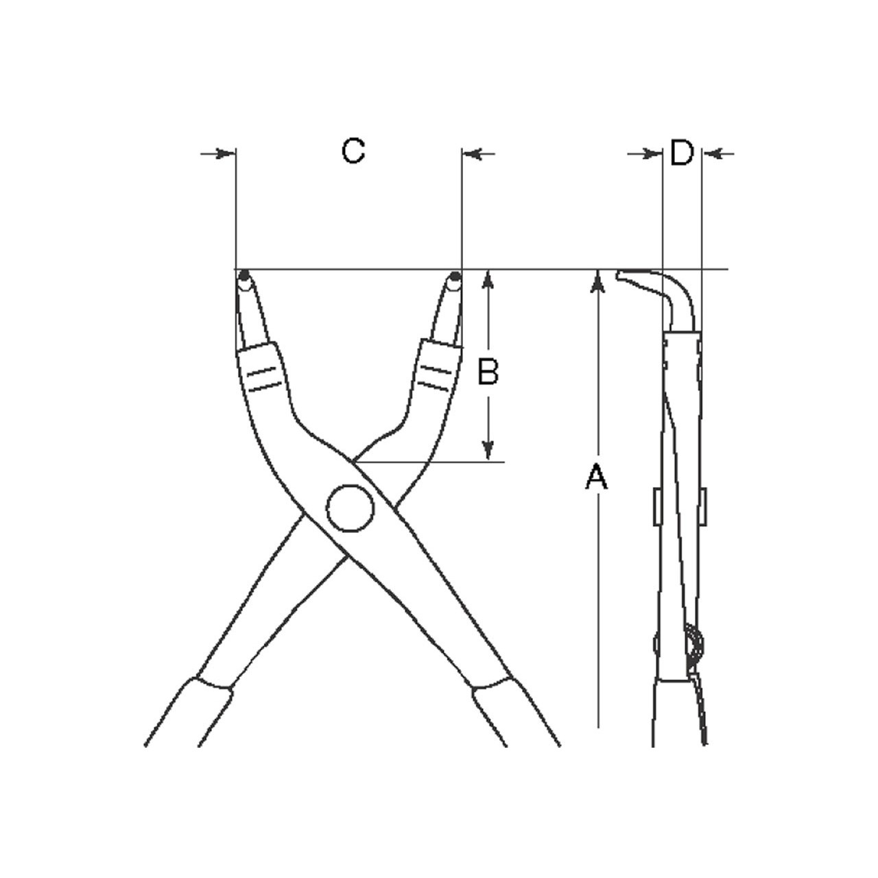 Alicates para arandelas interiores curvos Bahco