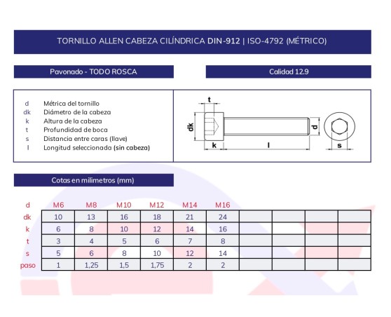 Tornillo DIN-912 todo rosca