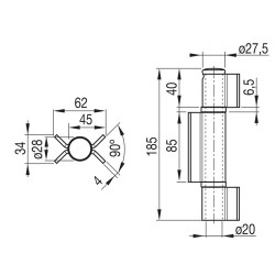 Pernio angular 3 alas acero Pernio angular 3 alas acero